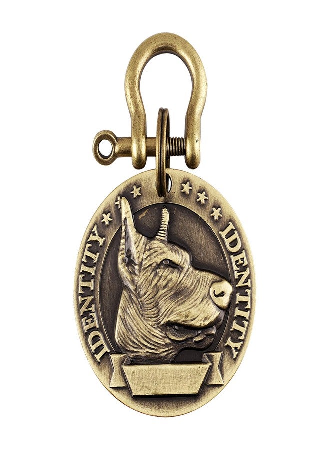 SRI Emily Pets Brass Round Shape Dog Print Collar Tag Cum Collar Charm for Dog & Puppy - Image 1